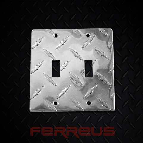 Diamond Plate Double Decora GFI Outlet Cover Formed Aluminum  